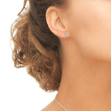 Sterling Silver Blue Topaz 5x3mm Oval-Cut Solitaire Stud Earrings - Presidential Brand (R)