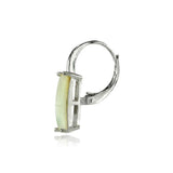 Sterling Silver Simulated Mother of Pearl Rectangle Leverback Drop Earrings - Presidential Brand (R)