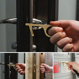 Portable Press Elevator Tool Hygiene Hand Antimicrobial Alloy EDC Door Opener Door Handle Key Metal Portable Door Opener - Presidential Brand (R)
