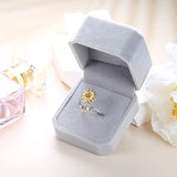 Fidget Spinner Rings for Women Sunflower Adjustable Open Ring You are My Sunshine Rotate Anti Stress Ring Valentine's Day Gfit