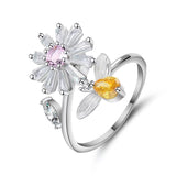 Fidget Spinner Rings for Women Sunflower Adjustable Open Ring You are My Sunshine Rotate Anti Stress Ring Valentine's Day Gfit