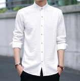 Mens Mandarin Collar Button Front Shirt - Presidential Brand (R)
