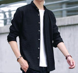 Mens Mandarin Collar Button Front Shirt - Presidential Brand (R)