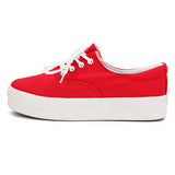 Sneakers Low Heel Platform Casual Flat Lace Up Sport Canvas Shoes - Presidential Brand (R)