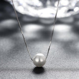 Single Pearl 0.925 Sterling Silver Necklace - Presidential Brand (R)