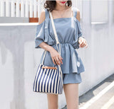 Womens Striped Canvas Tote Bag - Presidential Brand (R)
