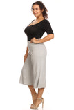 Plus Size Women's Gaucho Pants Knit Capri Culottes Lose Fit 1XL, 2XL, 3XL - Presidential Brand (R)