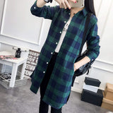Womens Mid Length Plaid Shirt With Pockets - Presidential Brand (R)