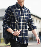 Mens Long Sleeve Checkered Cotton Shirt - Presidential Brand (R)