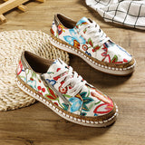 Women Folkways Printing Comfy Non Slip Casual Chunky Flats Shoes - Presidential Brand (R)