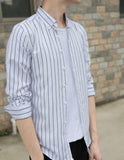 Mens Light Blue Vertical Striped Shirt - Presidential Brand (R)