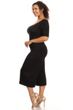 Plus Size Women's Gaucho Pants Knit Capri Culottes Lose Fit 1XL, 2XL, 3XL - Presidential Brand (R)