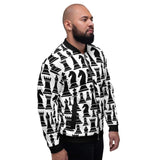 Mens Jackets, Black And White Chess Style Bomber Jacket - Presidential Brand (R)