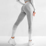 Women Striped Hip Enhancing Running Gym Fitness Leggings - Presidential Brand (R)