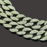 Iced Out Cuban Link Chain Necklace Paved Full Rhinestone Golden Cuban Link Men's Hip hop Jewelry CZ Clasp Bling Rapper Chain - Presidential Brand (R)