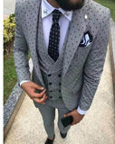Mens suits Wave point Three Pieces Casual Blazer Vest Pants - Presidential Brand (R)