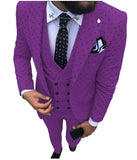 Mens suits Wave point Three Pieces Casual Blazer Vest Pants - Presidential Brand (R)