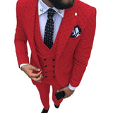 Mens suits Wave point Three Pieces Casual Blazer Vest Pants - Presidential Brand (R)