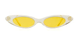 Small Oval Vintage Sunglasses Women Cat Eye Brand Design Retro Skinny Cateye Frame Tiny Sun Glasses Shades - Presidential Brand (R)