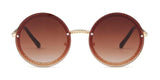 Vintage Fashion Round Sunglasses Women 2019 Luxury Brand Design Retro Rimless Frame Sun Glasses Lady Female Shades NO Chain - Presidential Brand (R)