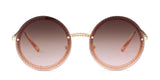 Vintage Fashion Round Sunglasses Women 2019 Luxury Brand Design Retro Rimless Frame Sun Glasses Lady Female Shades NO Chain - Presidential Brand (R)