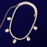 Tennis Chain With White Zircon Pendant Gold Color Charm Women Necklace Link Men's Hip Hop Jewelry adjustable - Presidential Brand (R)