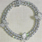 Cuban Link Butterfly Bracelet Gold Iced Out Crystal Rhinestone Bracelets - Presidential Brand (R)