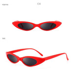 Small Oval Vintage Sunglasses Women Cat Eye Brand Design Retro Skinny Cateye Frame Tiny Sun Glasses Shades - Presidential Brand (R)