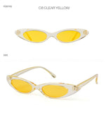 Small Oval Vintage Sunglasses Women Cat Eye Brand Design Retro Skinny Cateye Frame Tiny Sun Glasses Shades - Presidential Brand (R)