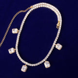 Tennis Chain With White Zircon Pendant Gold Color Charm Women Necklace Link Men's Hip Hop Jewelry adjustable - Presidential Brand (R)