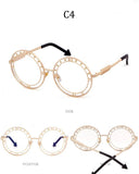 Fashion Round Sunglasses Women Unique Designer UV400 Metal Arrow Frame Letter Sun Glasses Shades Eyewear Oculos de sol - Presidential Brand (R)