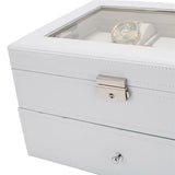 Watch Box 2 Layer 20 Slots Display Storage Case Organizer Holder Lockable with Glass Top Suit for Hairpin Cuff Link Brooches Etc - Presidential Brand (R)