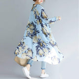 Womens Uneven Long Chiffon Shirt with Prints - Presidential Brand (R)