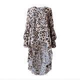 Womens Leopard Print High Low Hem Long Blouse - Presidential Brand (R)