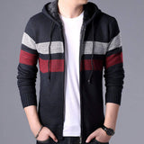 Mens Striped Knit Cardigan with Hood - Presidential Brand (R)